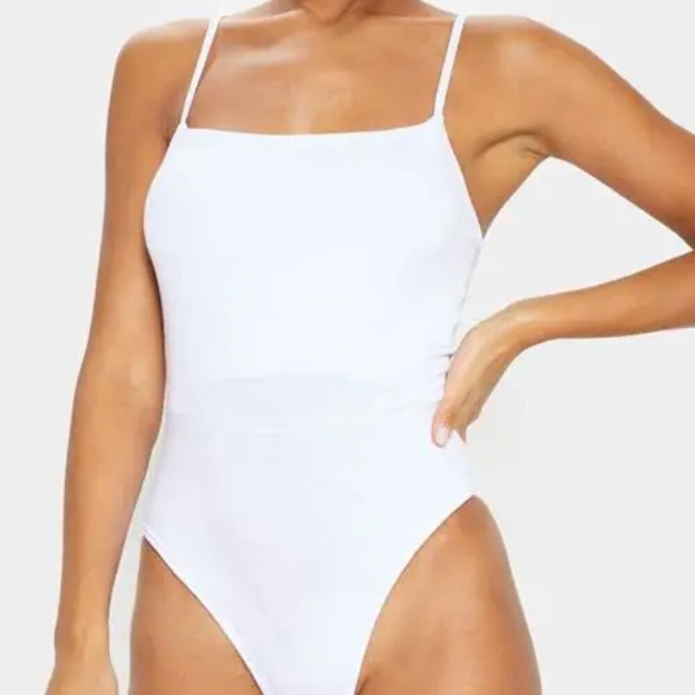 Plt White Basic Square Neck Spaghetti Strap Cami … - image 4